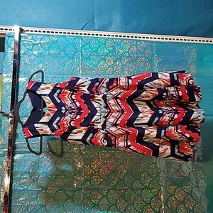 Geometric blue and red dress, flare